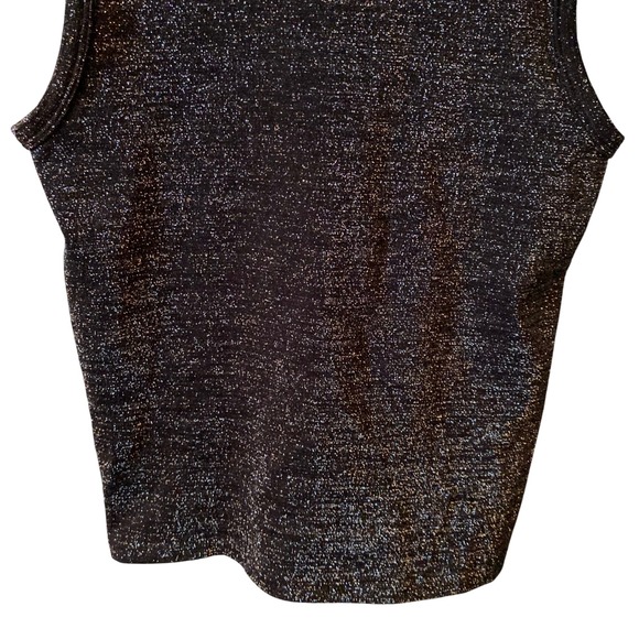 LC Couture Women's Size M/L Black Sparkle Mock Neck Sleeveless Top - Picture 3 of 10